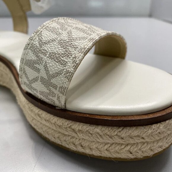 NEW MICHAEL KORS Richie Signature Logo Espadrille Sandals Vanilla Size 9.5W - Picture 3 of 8